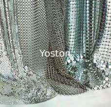 중국 은/황금 철망사 커튼 알루미늄 금속 Sequined 직물 다 모양 협력 업체